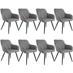 tectake 8-set stolar Marilyn 62 x 58 x 82 cm Ljusgrå/Svart
