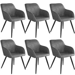 tectake 6-set stolar Marilyn tyg  62 x 58 x 82 cm Grå/Svart