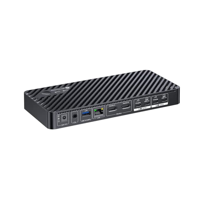 AV Access KD-E20 USB-C KVM Dockningsstation til 2 bærbare computere, Dual 4K-skærm, 11-i-1 med 100W PD, 1Gbps LAN & EDID-emulering