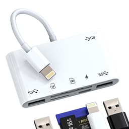 NÖRDIC Lightning Kortinlukija 2-paikkainen SD, MicroSD 3xUSB-A 1xLightning-lataus UHS-I