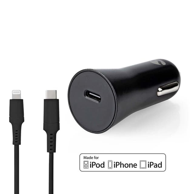 Nedis Autolaturi | 20 W | 1.67 / 2.22 / 3.0 A | Lähtöliitäntöjen määrä: 1 | Portin tyyppi: USB-C™ | Lightning 8-Pin (irrallinen) Kaapeli | 1.00 m | Automaattinen Jännitteen Valinta