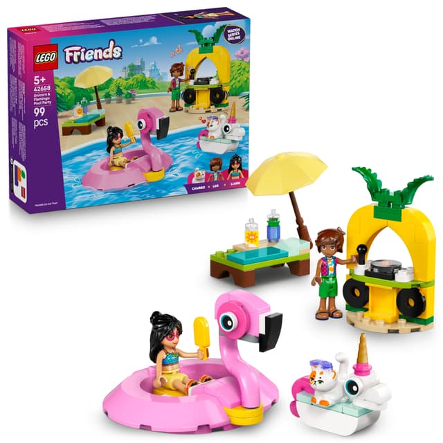 LEGO Friends Poolparty med enhörning och flamingo 42658