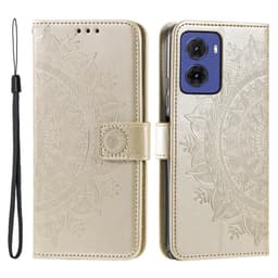 SKALO Motorola Moto G05 Mandala Lompakkokotelo - Kulta