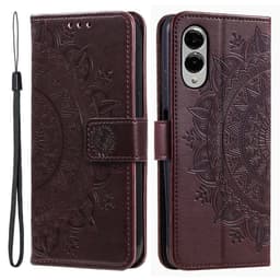SKALO Samsung S25 Edge Mandala Flip Cover - Brun