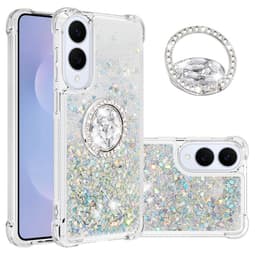 SKALO Samsung S25 Edge Juoksuhiekka Kimalle Rengas Suojakuori - Hopea