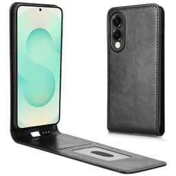 SKALO Samsung S25 Edge Pysty PU-nahka Suojakuori - Musta