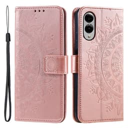 SKALO Samsung S25 Edge Mandala Lompakkokotelo - Ruusukulta