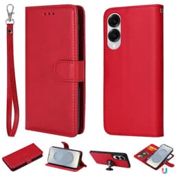SKALO Samsung S25 Edge 2-in-1 Magneettinen Irrotettava Lompakkokotelo - Punainen