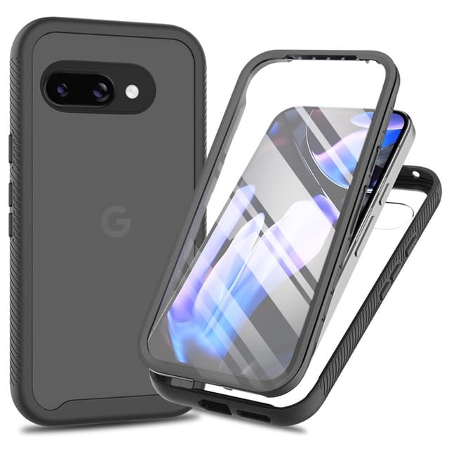 SKALO Google Pixel 9a Shockproof Clear Hybrid+Skärmskydd Skal - Svart