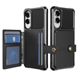 SKALO Samsung S25 Edge Stødresistent Cover med Pung- Sort