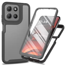 SKALO Motorola Moto G05 Shockproof Clear Hybrid+Näytönsuoja Suojakuori - Musta