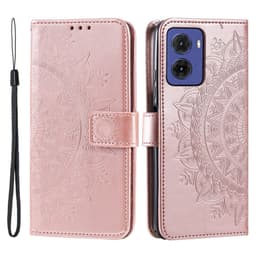 SKALO Motorola Moto G05 Mandala Lompakkokotelo - Ruusukulta