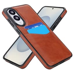 SKALO Samsung S25 Edge PU-Læder Kortholder Cover - Brun