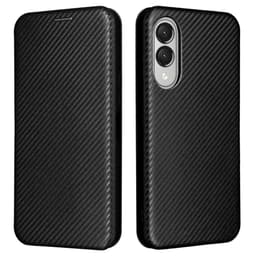 SKALO Samsung S25 Edge Carbon Fiber Lompakkokotelo - Musta