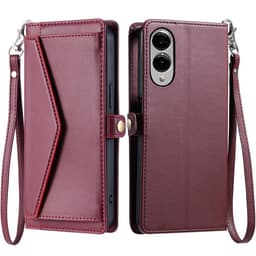 SKALO Samsung S25 Edge PU-Læder Kuvert Flip Cover - Rød