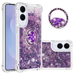 SKALO Samsung S25 Edge Kvicksand Glitter Ring Cover - Lilla