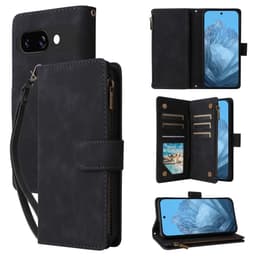 SKALO Google Pixel 9a Zipper PU-læder Flip Cover - Sort