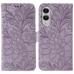 SKALO Samsung S25 Edge Mandala Kukka Lompakkokotelo - Violetti