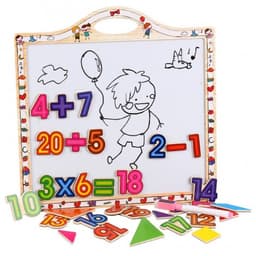 Magneettinen taulu numeroiden, muotojen ja kynän kanssa