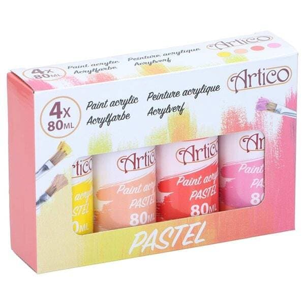 Artico Akrylfärg Pastell 80ml 4-pack - Gul/Rosa