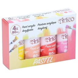 Artico Akrylmaling Pastel 80ml 4-pak - Gul/Pink