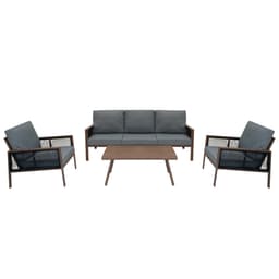 Aluminium 4-delt sofasæt - træeffekt