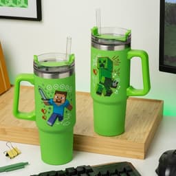 Paladone Minecraft grøn 900 ml flervejs rejsekop med sugerør