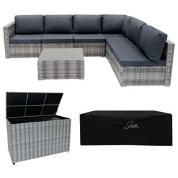 Marielle Rattan Modulaarinen 7-osainen huonekalusetti & 996L säilytyslaatikko - harmaa