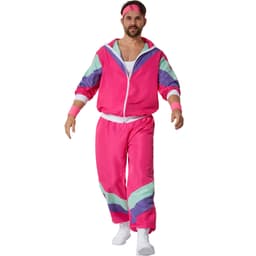 tectake Maskeraddräkt träningsoverall retro 80- och 90-tal herr S, rosa