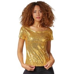 Paillet T-shirt - guld,XL
