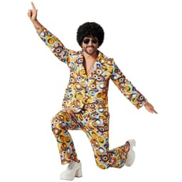 Herrekostume 70'er år disco retro-cirkel-mønster