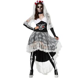 tectake Halloween skelet-brud kostume L