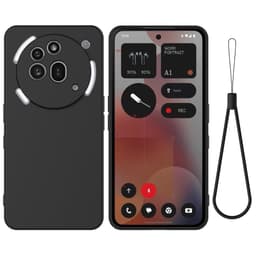 Til Nothing Phone (3a) Pro Flydende Silikone Cover Mobilcover med Håndrem Sort