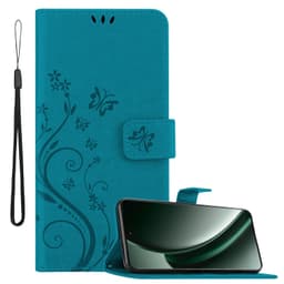 Realme GT6 Pungetui Cover Blomster (Blå)