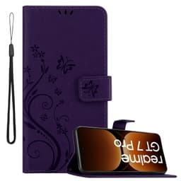 Realme GT7 Pro Plånboksfodral Skal Blommor (Violett)