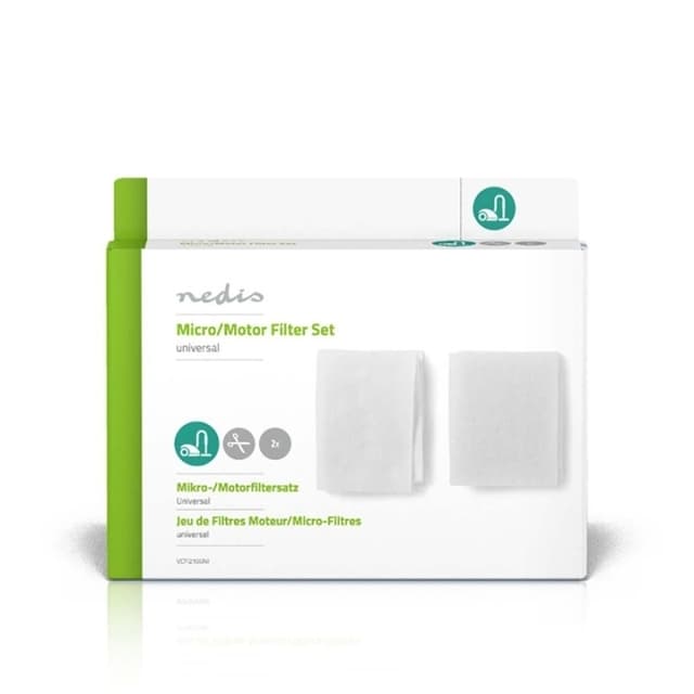 Nedis Universal Støvsuger Filter Set | Mikrofilter | Motorfilter | Skærbar | Universelt anvendelig | Udskiftning til: Universal