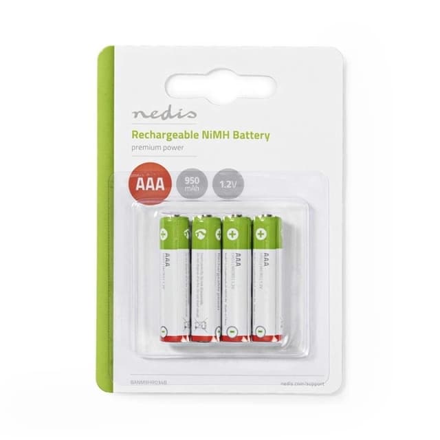 Nedis Laddningsbara Ni-MH-batteri AAA | 1.2 V DC | 950 mAh | Förladdad | 4-Blister