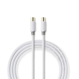 Nedis Koaxialkabel | IEC (Koax) Hane | IEC (Koax) Hona | Guldplaterad | 100 dB | 75 Ohm | Dubbelskärmad | 2.00 m | Rund | PVC | Vit | Låda