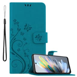 ZTE Blade A75 4G Plånboksfodral Skal Blommor (Blå)