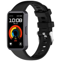 Pehmeä silikoninen ranneke Huawei Band 10/9/8:lle (metallilukolla) Musta