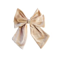 Elegant Hårspenne med Sløyfe - Koreansk Fløyel Rhinestone Barrett Beige