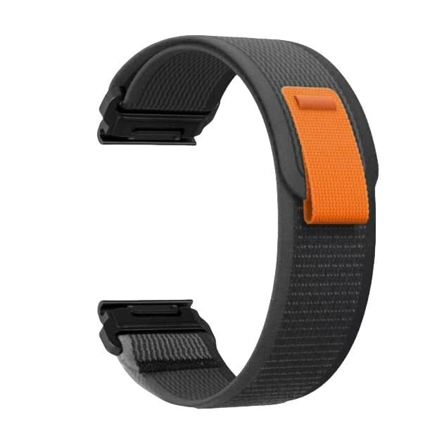 Quick Release Nylon Klockarmband kompatibelt med Garmin Fenix 8/7X Pro/6X5X965 Black+Grey 26 mm