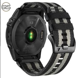 Pikalukitteinen nailoninen ranneke Garmin Fenix 5X 6X 7X Tactix 7 Pro -kelloille Musta + vaaleanharmaa 26 mm
