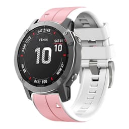Silikoninen kellohihna Garmin Fenix 7S Prolle Pinkki + valkoinen