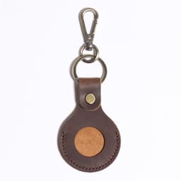 Premium AirTag-deksel i lær med nøkkelring - Brun kaffe