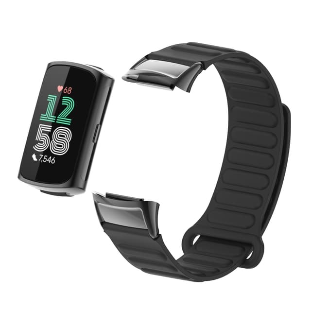 Klockarmband Stylish Magnetic Silicone Band kompatibelt med Fitbit Charge 6 Black