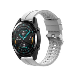 Hvit silikonklokkereim for Huawei GT - 20mm sølvspenne