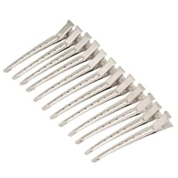 Store Hårklemmer med Hull - Sølvfargede Metallklemmer for Styling 12-pakke