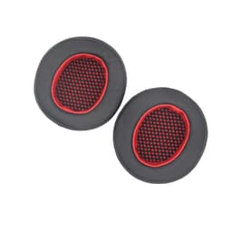 2 stk. ørepuder - Sorte og røde ørekopper i proteinlæder (enkelt)