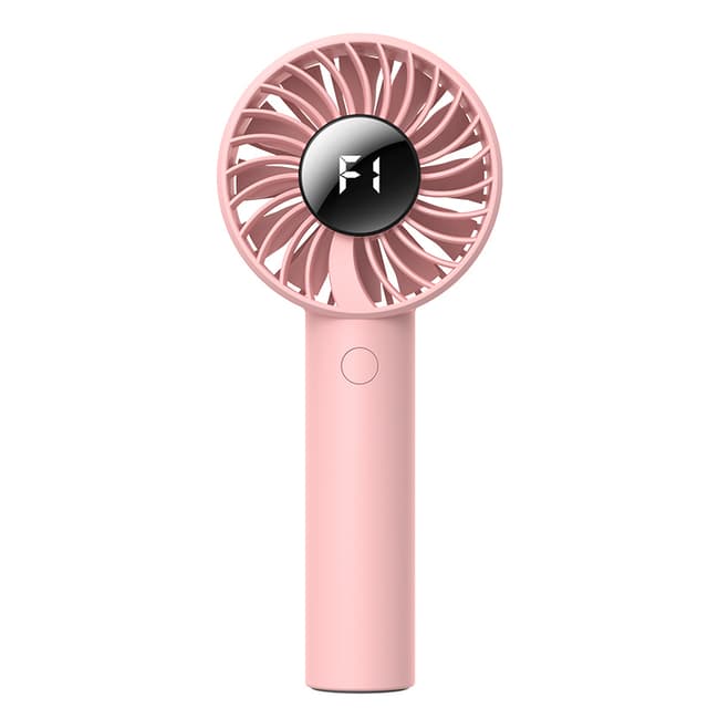 Bärbar handhållen fläkt med 5 hastigheter och digital display Rosa